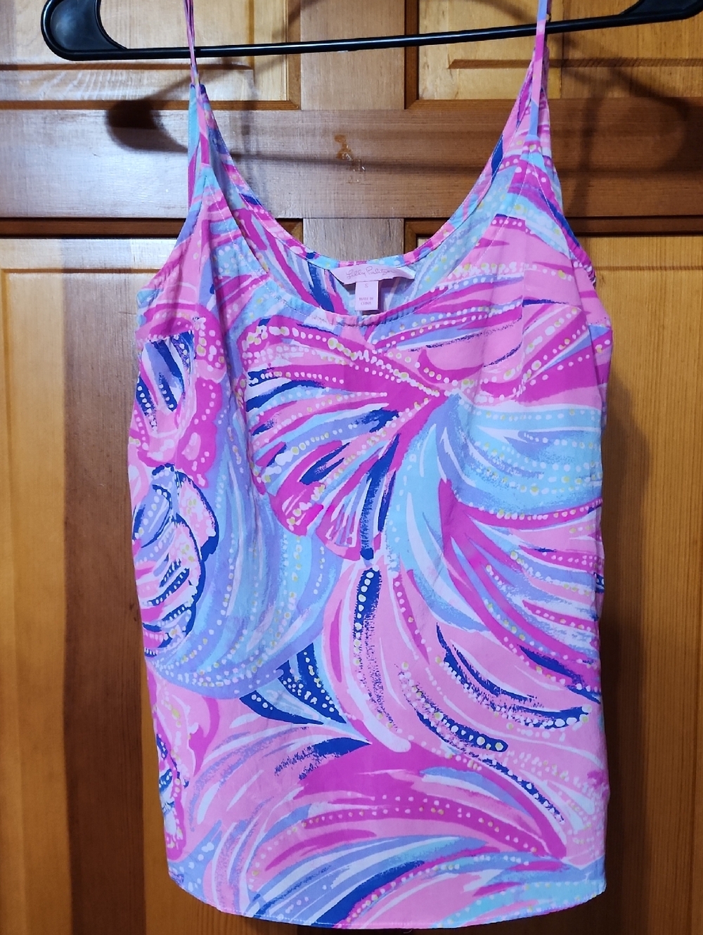 Lilly Pulitzer Pink, Light Blue & Navy Print Spaghetti-Strap Tank
